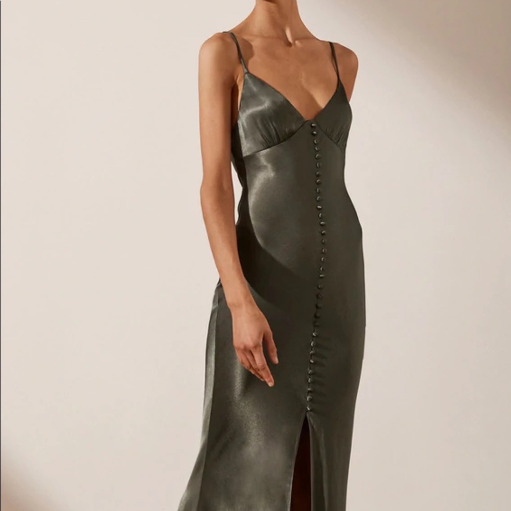 Shona Joy La Lune Bias Slip Dress in Olive